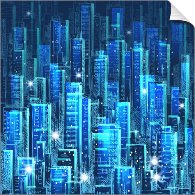 Купить и печать на заказ Картины на холсте Городской пейзаж ночью