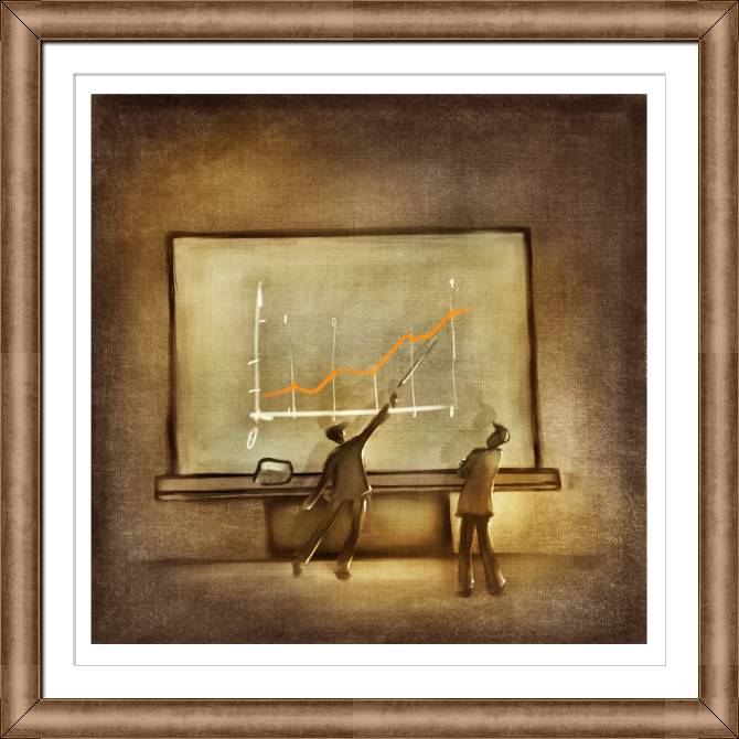 Купить и печать на заказ Картины в рамке, багете Арт двое мужчин обсуждают график