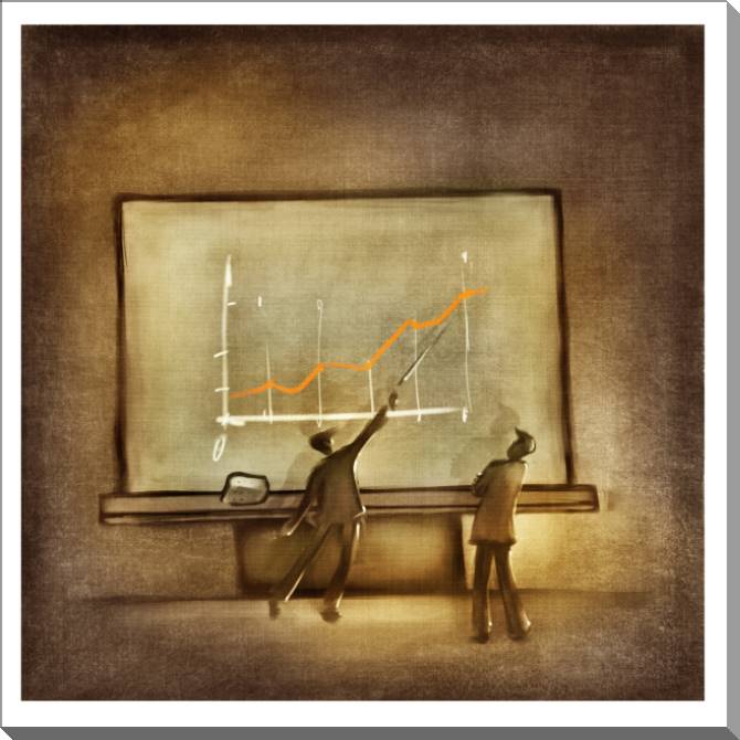 Купить и печать на заказ Картины на пластике, пеноркартоне Арт двое мужчин обсуждают график