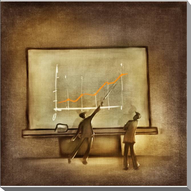 Купить и печать на заказ Картины на холсте Арт двое мужчин обсуждают график