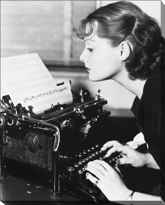 Купить и печать на заказ Картины на холсте Девушка за печатной машинкой