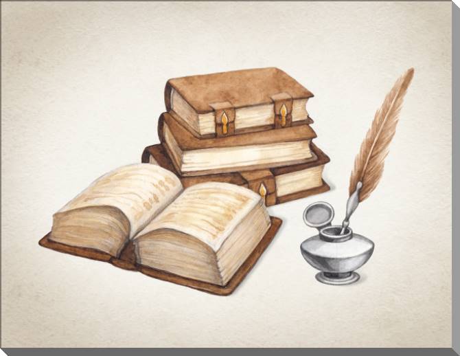 Купить и печать на заказ Картины на пластике, пеноркартоне Акварельные винтажные книги