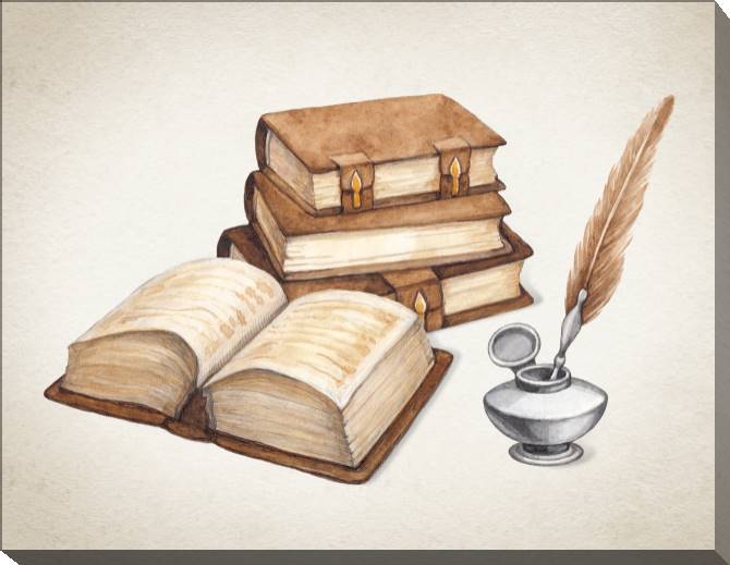 Paintings on canvas Watercolor vintage books