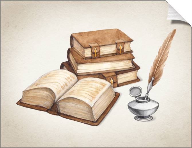 Картины на холсте Watercolor vintage books