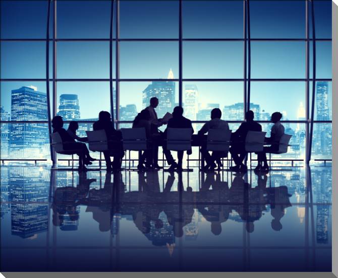 Купить и печать на заказ Картины на пластике, пеноркартоне Деловая встреча в Нью-Йоркском офисе