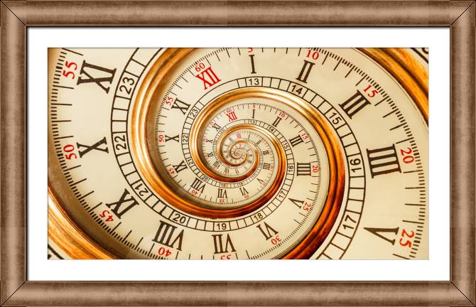 Купить и печать на заказ Картины в рамке, багете Фрактальные ретро часы