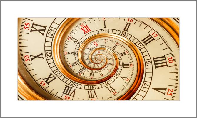 Купить и печать на заказ Картины, фото с паспарту Фрактальные ретро часы