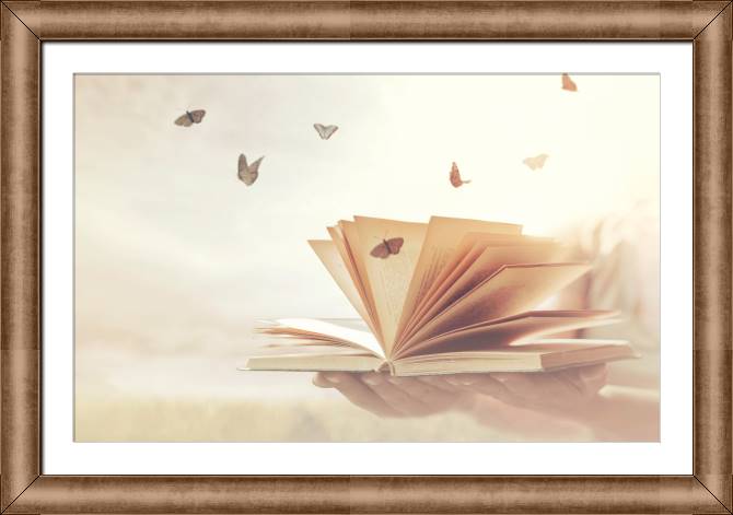 Картины в рамке, багете Book and butterflies
