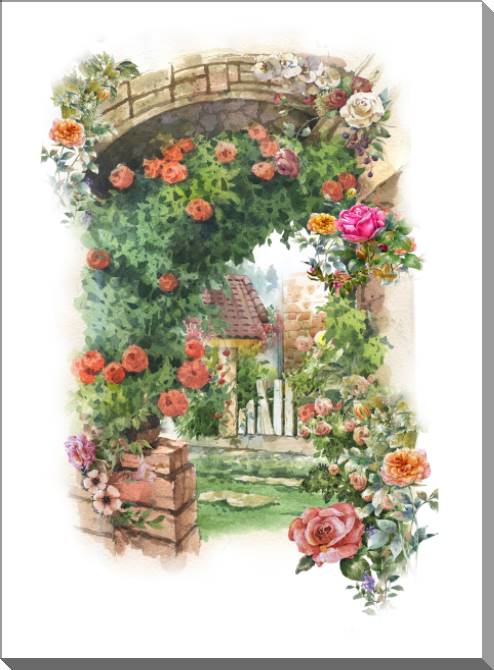 Купить и печать на заказ Картины на пластике, пеноркартоне Арка и розы