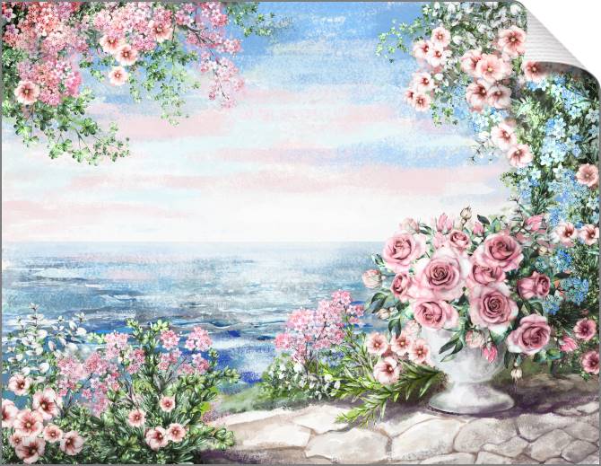 Paintings on canvas Roses and the sea in gentle tones