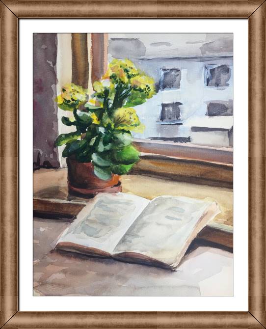Купить и печать на заказ Картины в рамке, багете Книга у окна