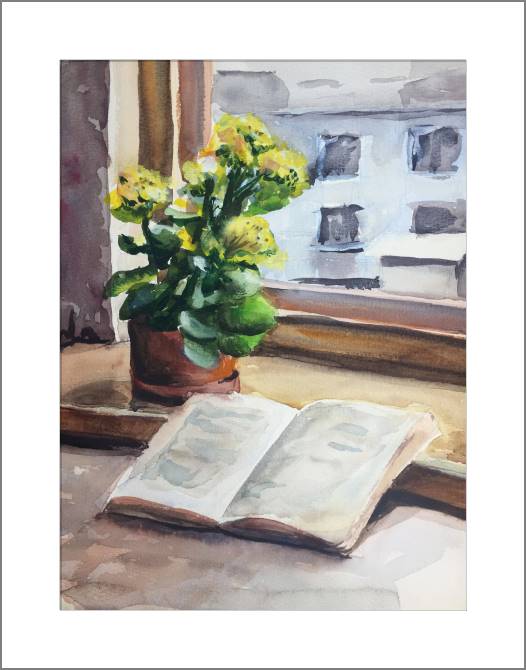 Купить и печать на заказ Картины, фото с паспарту Книга у окна