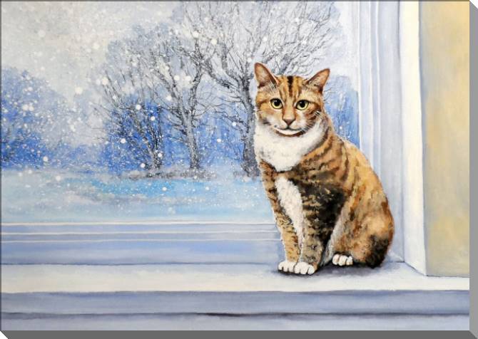 Купить и печать на заказ Картины на пластике, пеноркартоне Кот у окна