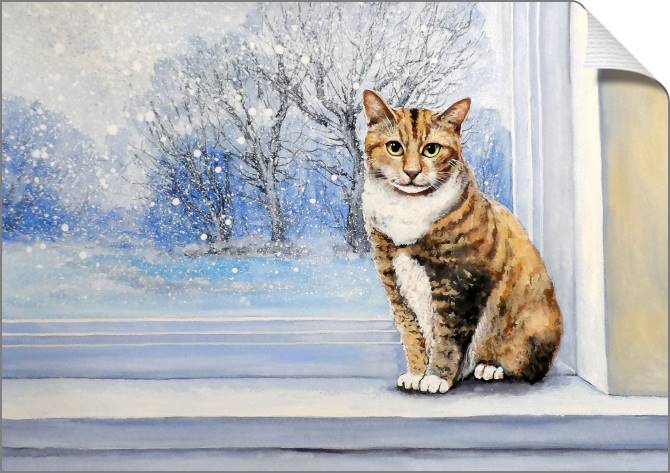 Купить и печать на заказ Картины на холсте Кот у окна