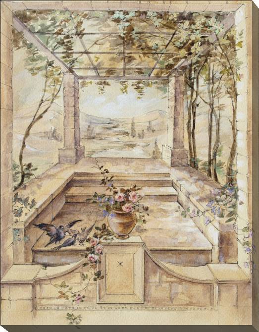 Картины на холсте Watercolor painting with gazebo