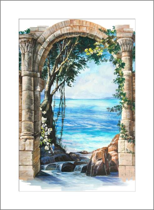 Купить и печать на заказ Картины, фото с паспарту Эскиз морского пейзажа