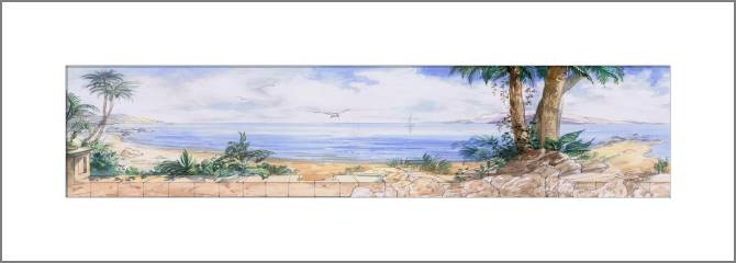 Купить и печать на заказ Картины, фото с паспарту Эскиз панорама моря