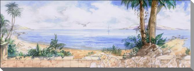 Купить и печать на заказ Картины на пластике, пеноркартоне Эскиз панорама моря