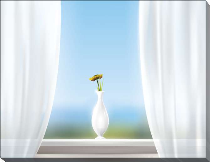 Картины на холсте White vase with flower