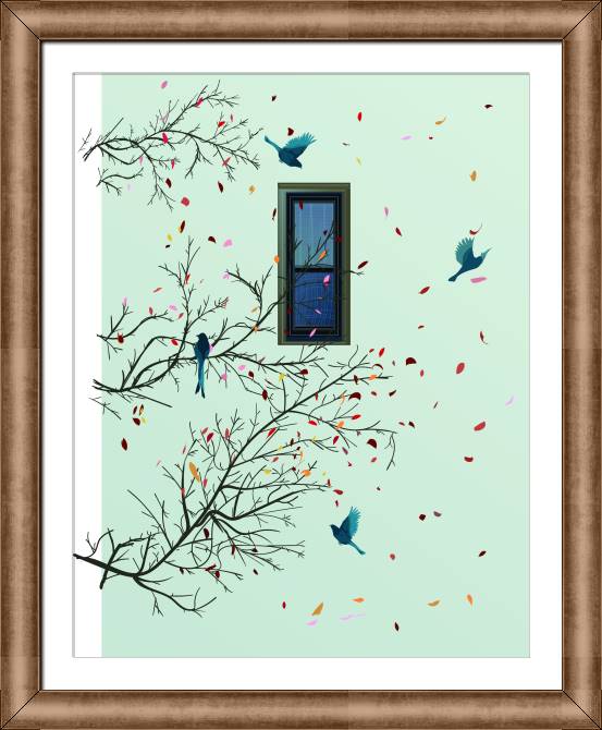 Картины в рамке, багете Birds outside the window