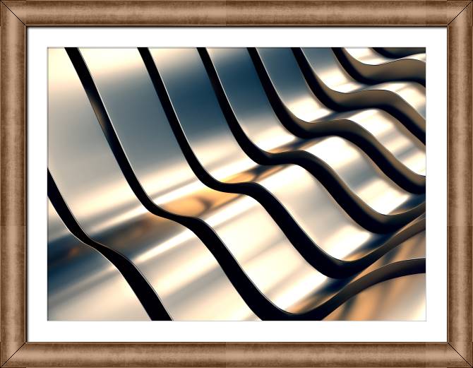Купить и печать на заказ Картины в рамке, багете Волны холодного золота