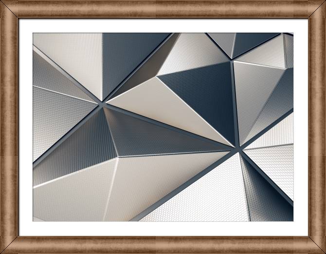 Купить и печать на заказ Картины в рамке, багете Объемные грани серебра и стали