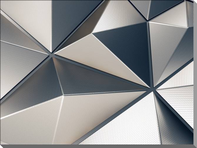 Купить и печать на заказ Картины на пластике, пеноркартоне Объемные грани серебра и стали