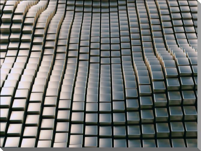 Купить и печать на заказ Картины на пластике, пеноркартоне Волны из кубиков хрома