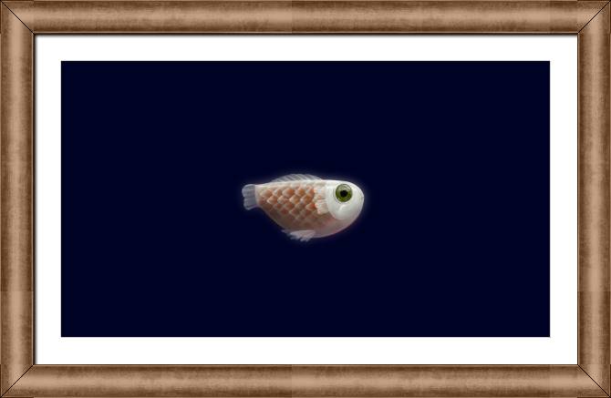 Купить и печать на заказ Репродукции картин Маленькая рыбка на темном фоне