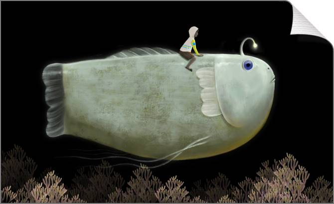 Купить и печать на заказ Картины на холсте Мальчик и большая рыба