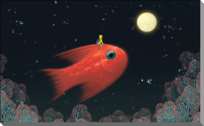 Купить и печать на заказ Картины на пластике, пеноркартоне Красная рыбка в океане