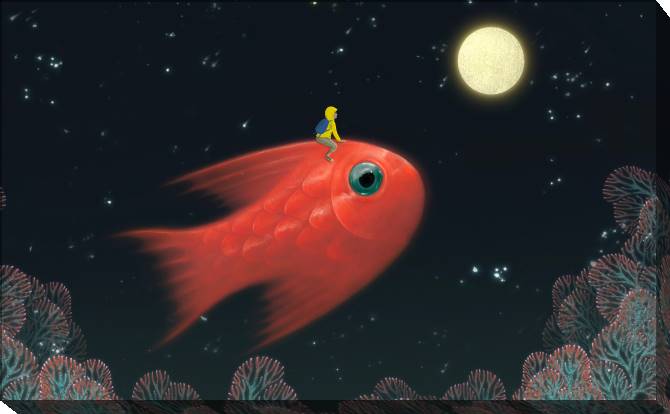 Купить и печать на заказ Картины на холсте Красная рыбка в океане