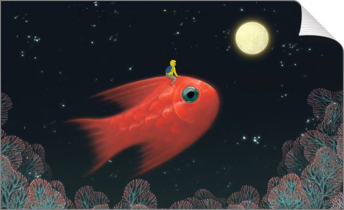 Купить и печать на заказ Картины на холсте Красная рыбка в океане
