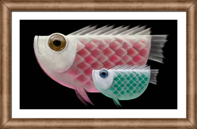Купить и печать на заказ Репродукции картин Две рыбы на темном фоне