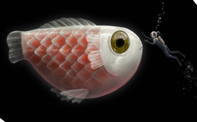 Купить и печать на заказ Картины на холсте Большая розовая рыба