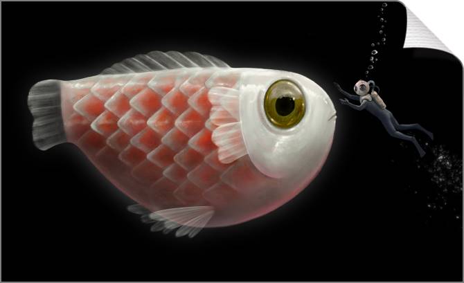 Купить и печать на заказ Картины на холсте Большая розовая рыба