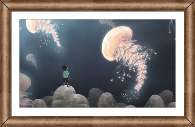 Купить и печать на заказ Картины в рамке, багете Фантастические медузы
