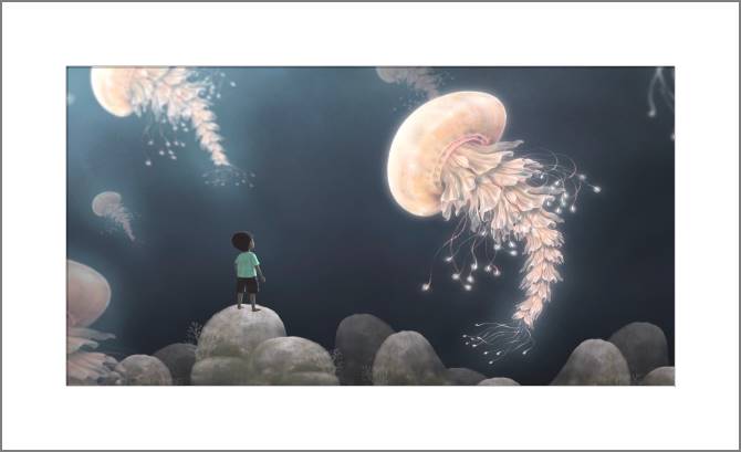 Купить и печать на заказ Картины, фото с паспарту Фантастические медузы