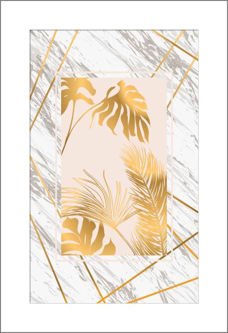 Paintings, photos from Passepartout Golden leaves on a marble background