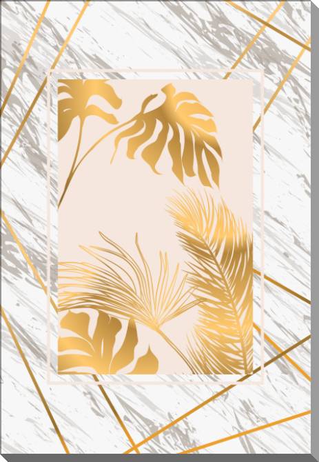 Купить и печать на заказ Картины на пластике, пеноркартоне Золотые листья на мраморном фоне