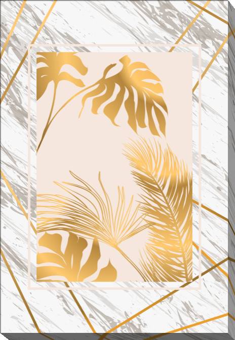 Paintings on canvas Golden leaves on a marble background