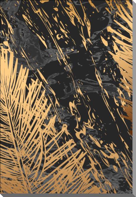 Купить и печать на заказ Картины на пластике, пеноркартоне Золотые перья на черном мраморе
