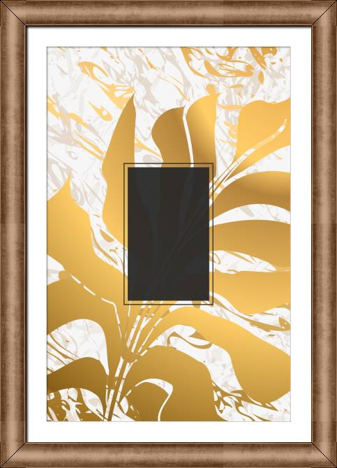 Купить и печать на заказ Картины в рамке, багете Черный прямоугольник на фоне золотого листа