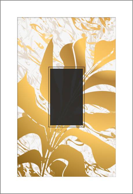 Paintings, photos from Passepartout Black rectangle on a background of gold leaf