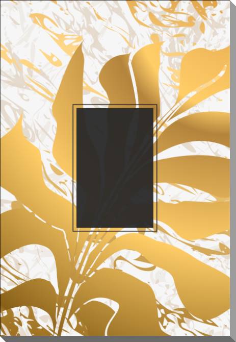 Купить и печать на заказ Картины на пластике, пеноркартоне Черный прямоугольник на фоне золотого листа
