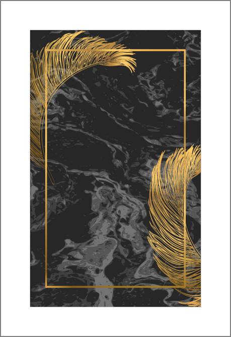 Paintings, photos from Passepartout Gold feathers on a black marble
