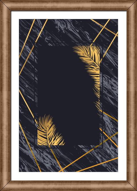 Купить и печать на заказ Картины в рамке, багете Пальмовые листья на черном фоне