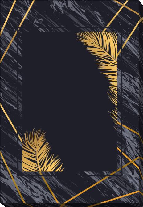 Paintings on canvas Palm leaves on a black background