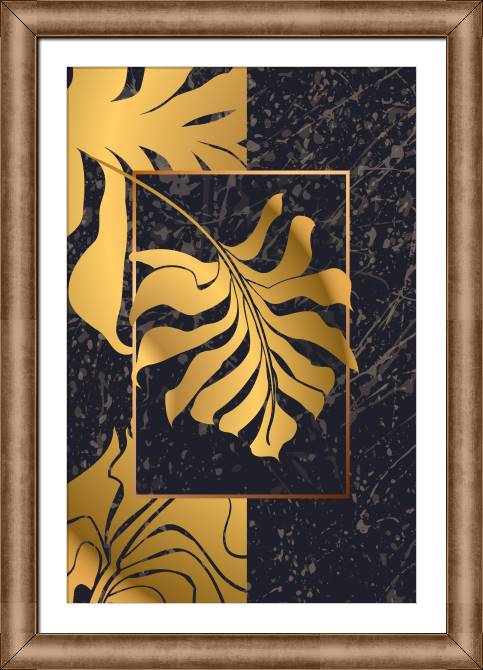 Купить и печать на заказ Картины в рамке, багете Золотой пальмовый лист в рамке