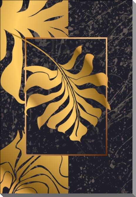 Купить и печать на заказ Картины на пластике, пеноркартоне Золотой пальмовый лист в рамке